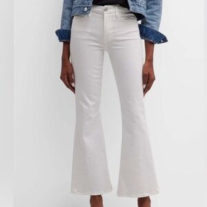 Frame “Le Bell” White Denim Flare Jeans